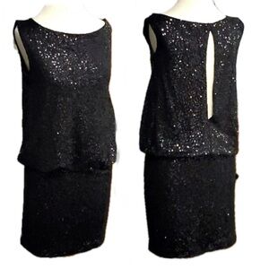 SAKS FIFTH AVENUE KURK THOMAS Black Sequins Dress